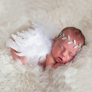 White Feather Angel Wings Headband Set for Kids Costume - newborn photoshoot